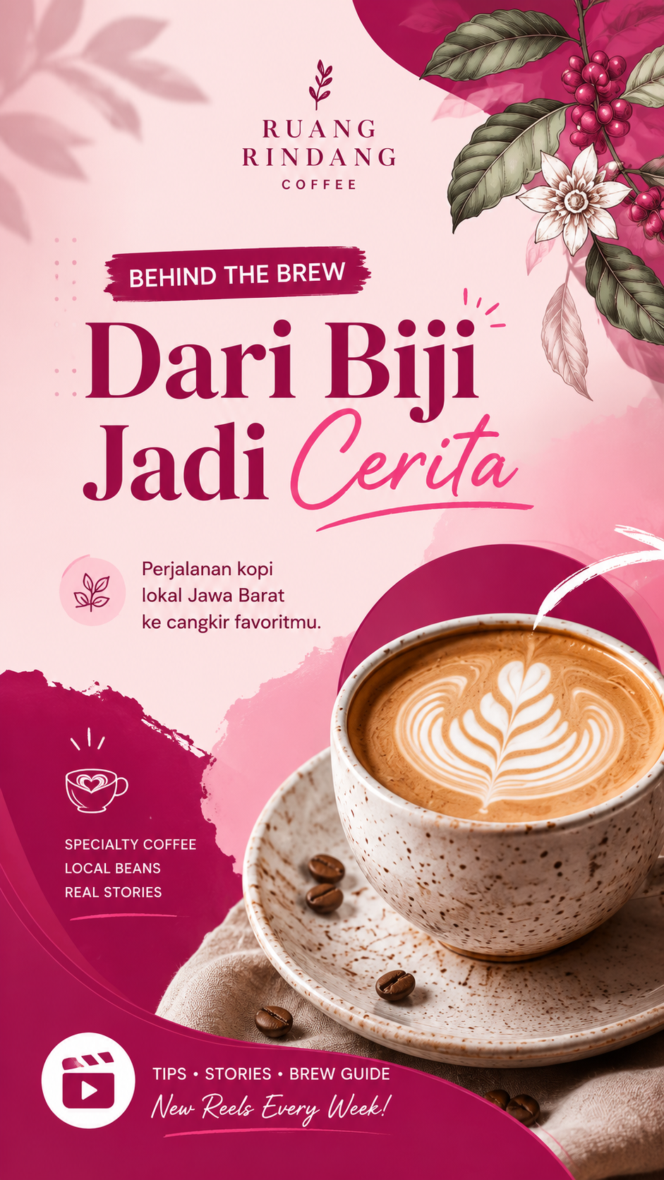 Bloom Botanical, Cover reels Bloom Botanical dengan tipografi menarik